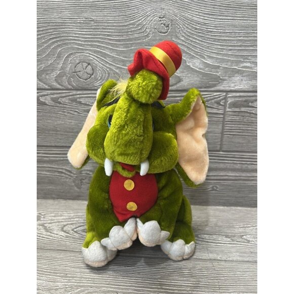 Vintage Circus Green Elephant Plush Stuffed Animal Unique 12” Top Bloom - Picture 2 of 6